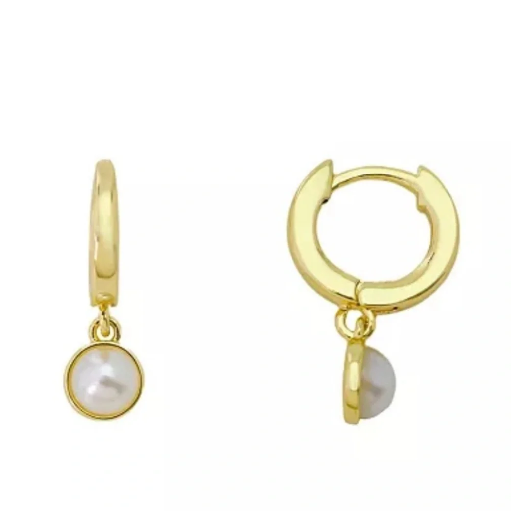 Disney Glass Cultivated Pearl Mickey Pendant Necklace and Hoop Earring Set